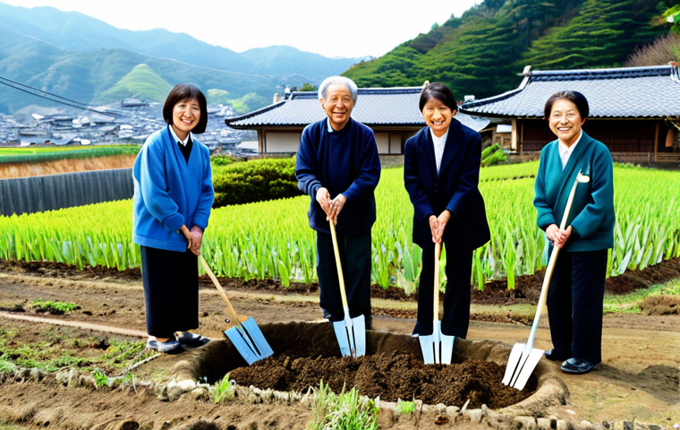Community Tree Planting Initiative**

"A diverse group of people, including children and seniors, are planting saplings in a rural Japanese landscape. Rolling hills in the background with traditional houses. Everyone is fully clothed in appropriate, outdoor attire. Focus on the collaborative effort and positive community spirit. safe for work, appropriate content, fully clothed, family-friendly, professional photography, perfect anatomy, natural proportions, vibrant colors."

**