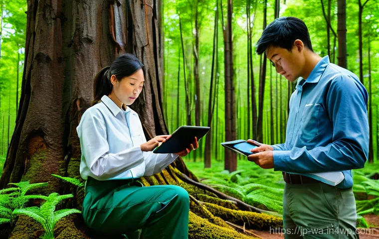 탄소 격리 식재 프로젝트의 법적 측면 - **Prompt:** A diverse group of people, including a wise-looking elderly Japanese forest owner with a...