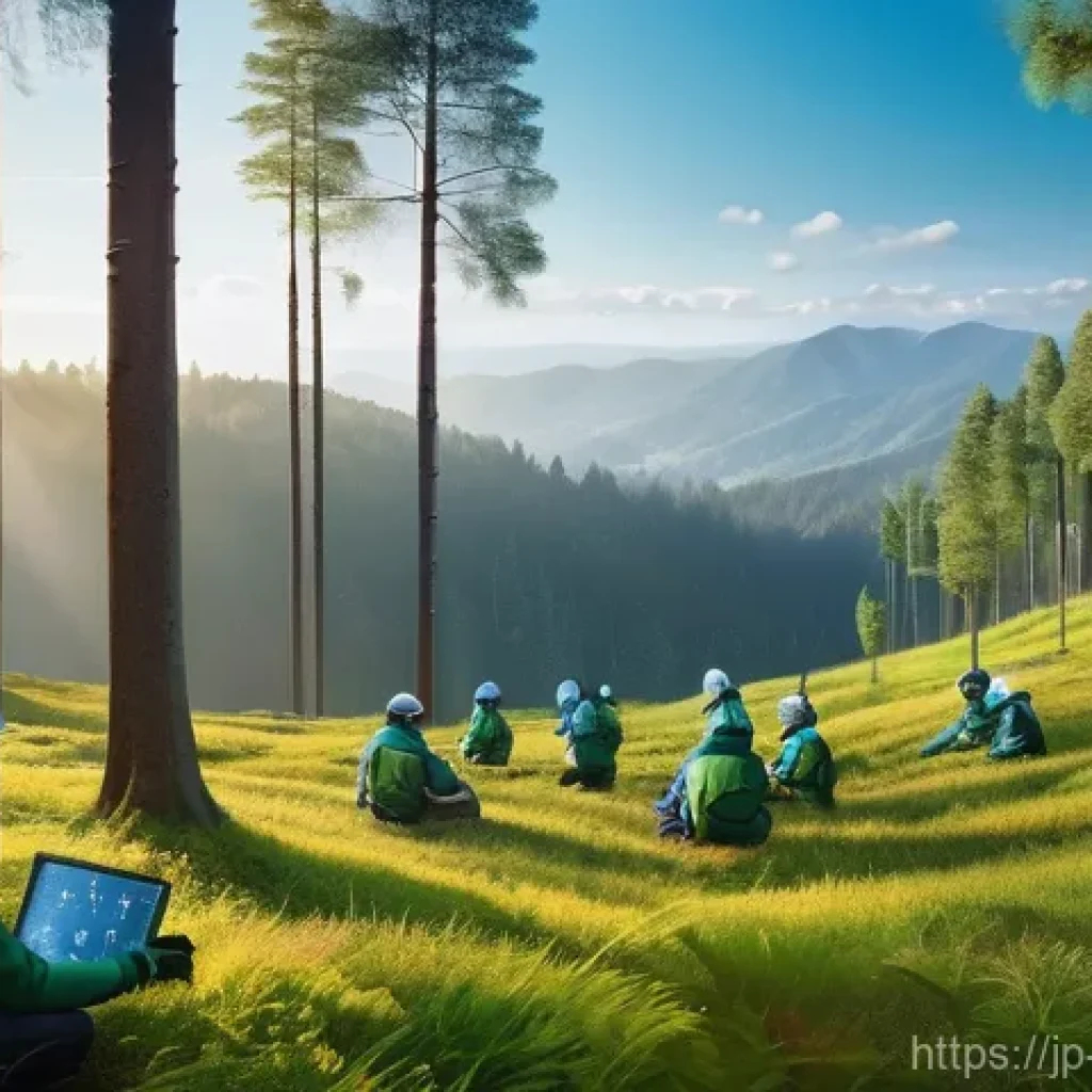 탄소 격리 식재 프로젝트의 시행 사례 연구 - **Prompt:** A vibrant, futuristic landscape showcasing an advanced carbon sequestration planting pro...